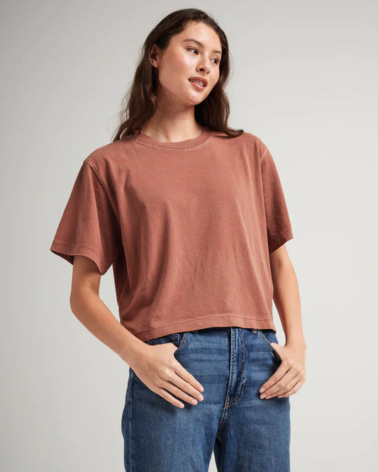 Women's Relaxed SS Crop Tee/Russet