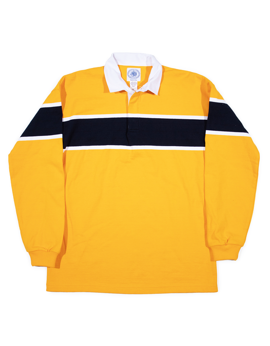 STRIPED RUGBY SHIRT - GOLD/WHITE/NAVY