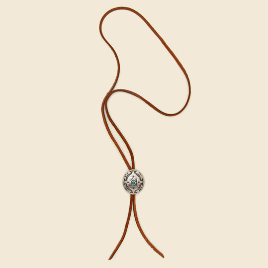Leather Bolo Tie - Brown/Turquoise