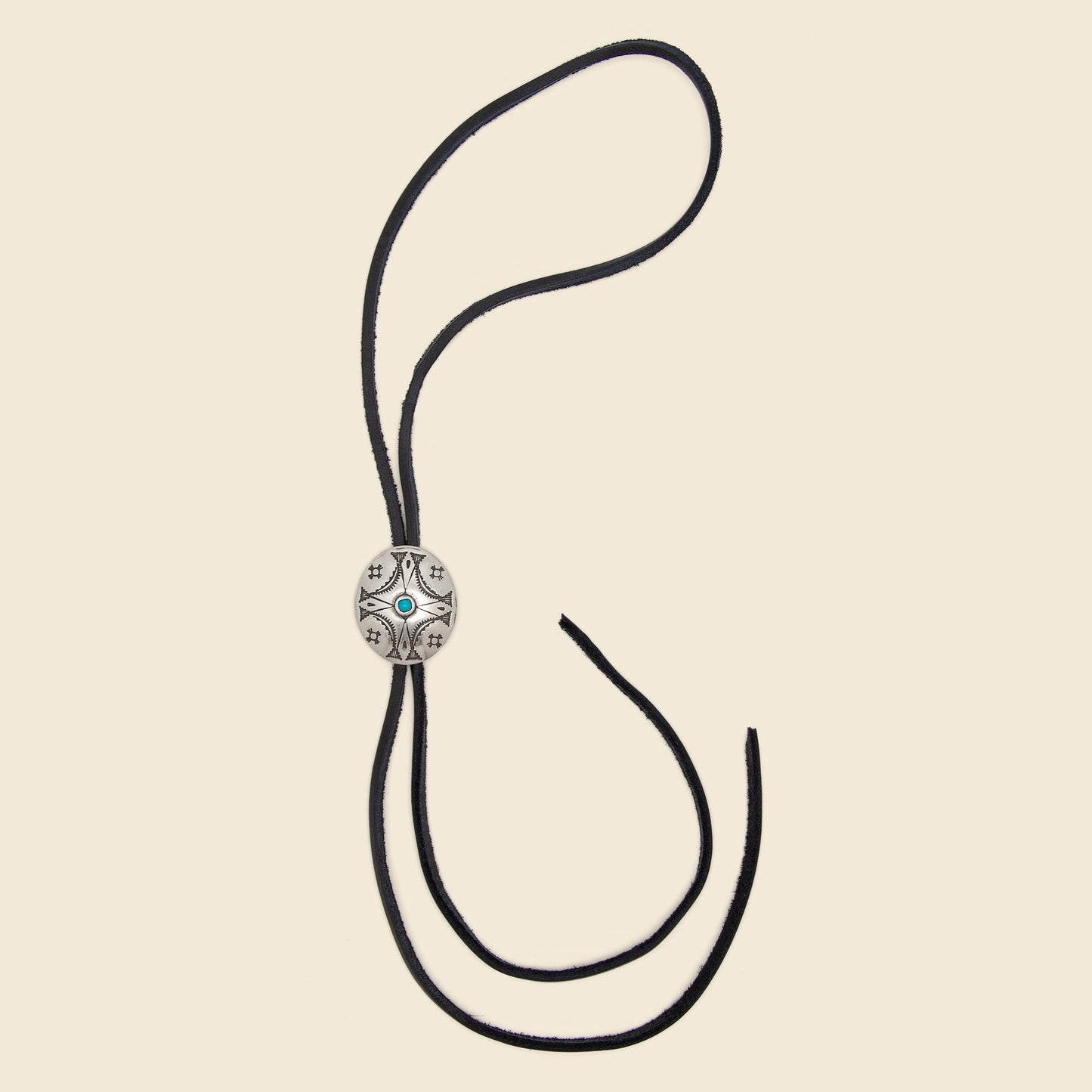 Leather Bolo Tie - Nickel Silver/Turquoise/Leather