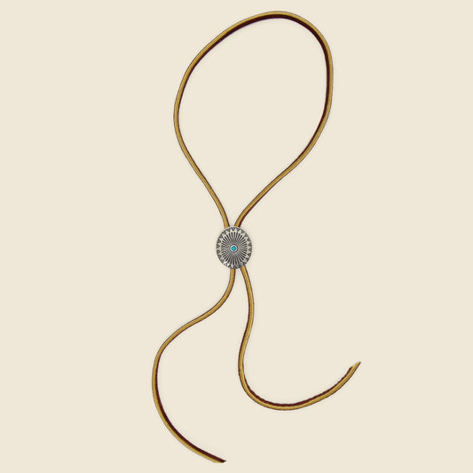 Leather Bolo Tie - Brown/Turquoise