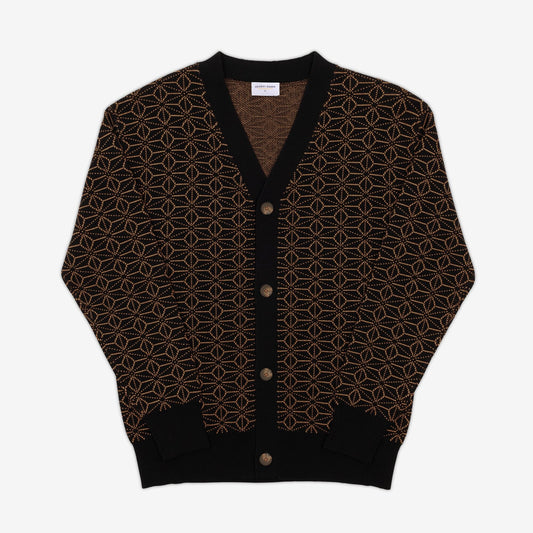 Asanoha Cardigan Sweater - Black