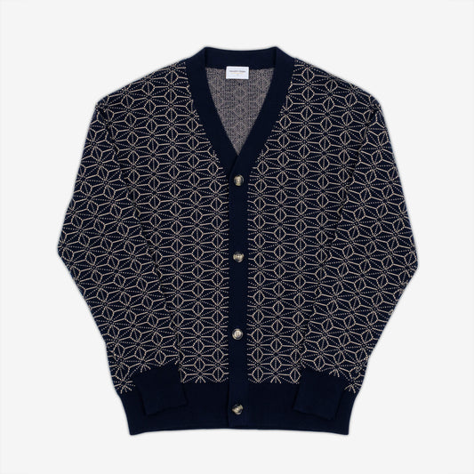 Asanoha Cardigan Sweater - Indigo