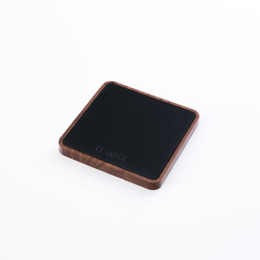 Walnut and Leather Coaster