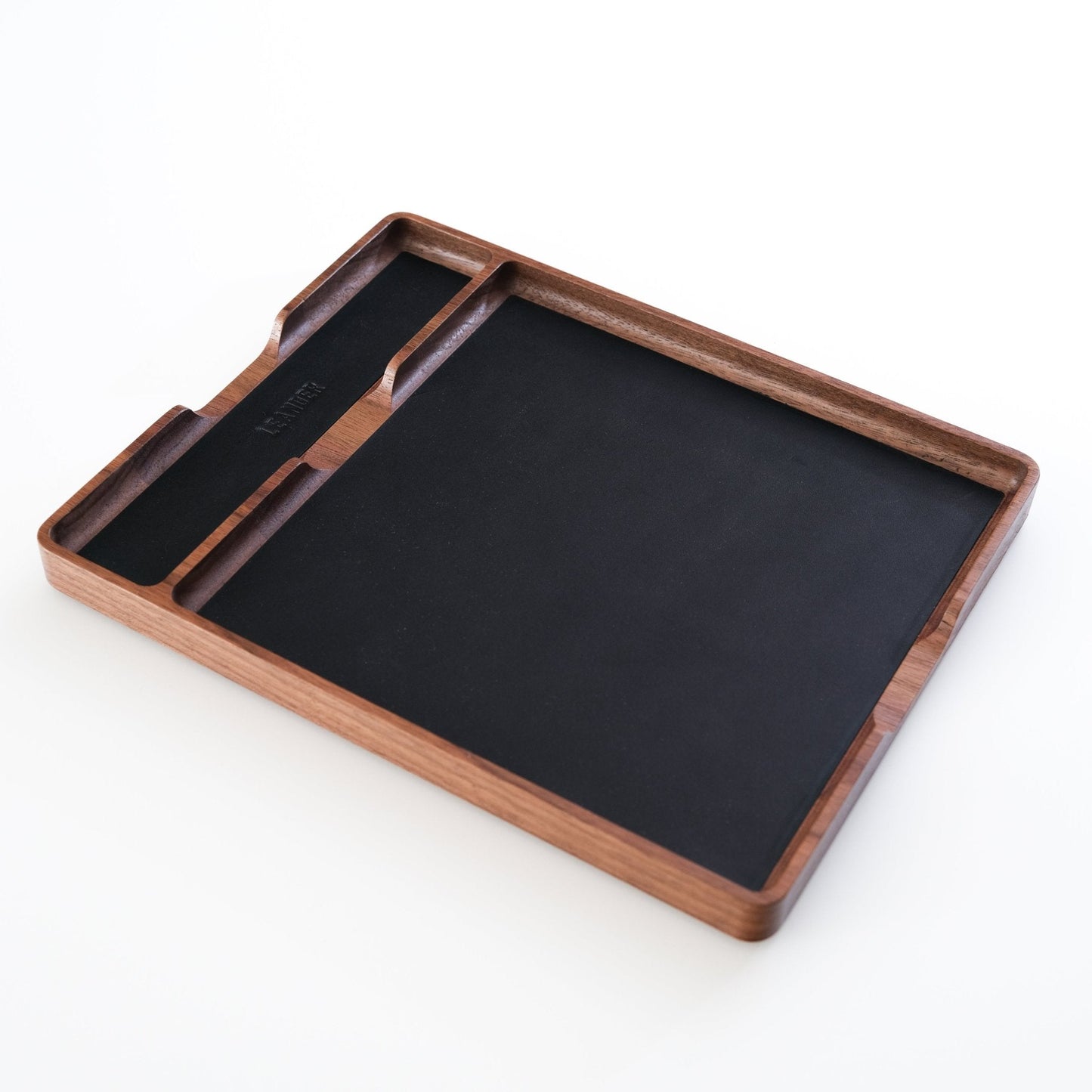 Walnut and Leather Valet Tray