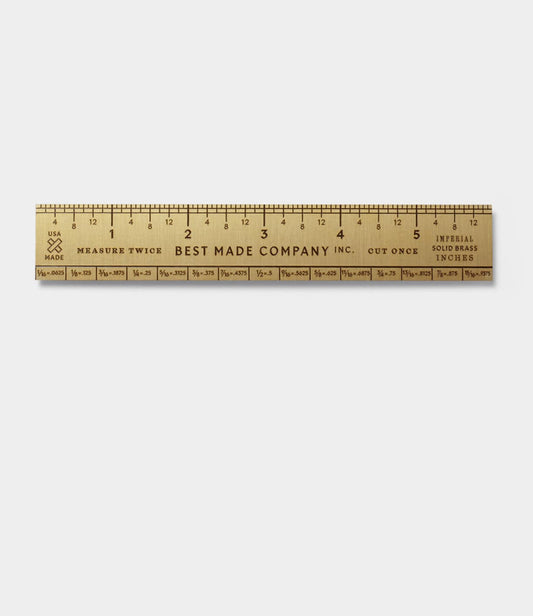 Measure Twice 6 inch Solid Brass Ruler