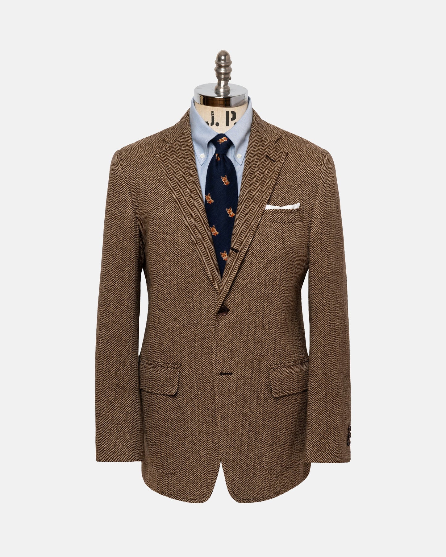 Made-in-USA Brown & Tan Herringbone Lambswool Sport Coat