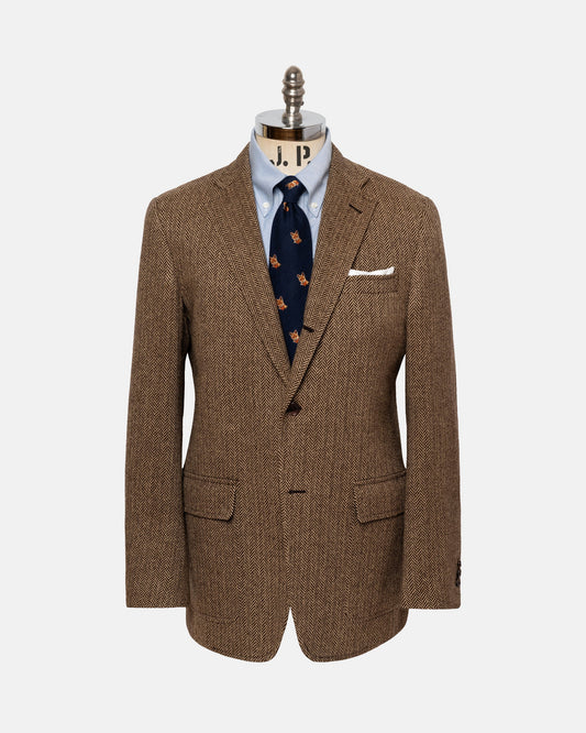 Made-in-USA Brown & Tan Herringbone Lambswool Sport Coat