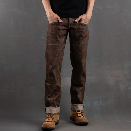 PRE ORDER: Die Hard Double Knee Straight Leg - 14oz Brown Bear Selvage Denim