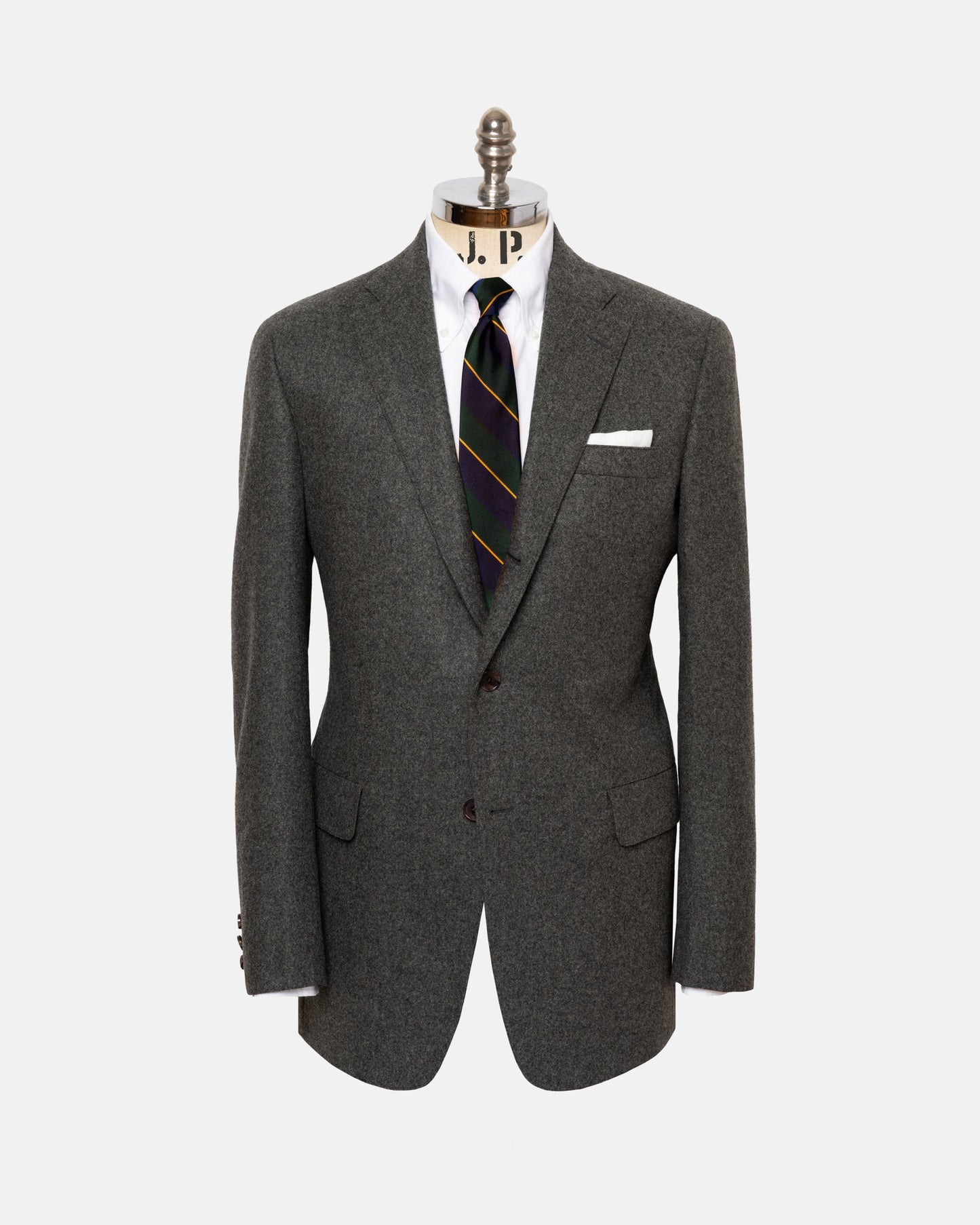Made-in-USA Solid Grey Fox Flannel Suit