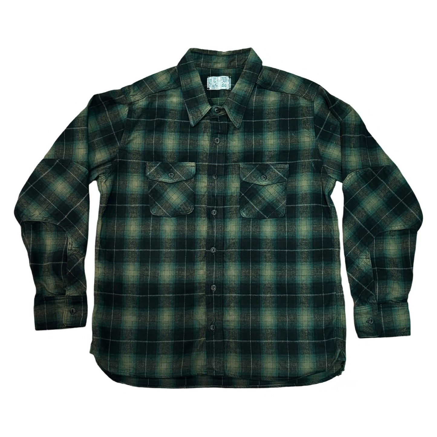 Green Shadow Plaid Japanese  Cotton Flannel Dustbowl Work shirt