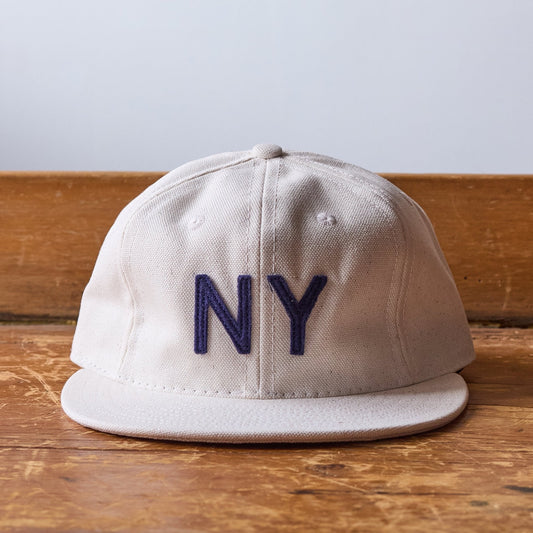 GS x Ebbets Field Flannels Cotton Canvas Hat:  Natural / Navy NY