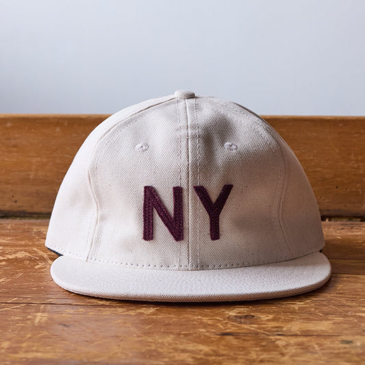 GS x Ebbets Field Flannels Cotton Canvas Hat:  Natural / Wine NY