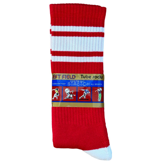 Red & White Striped Bamboo Tube Socks