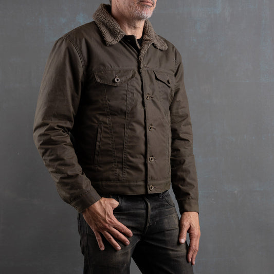 Ironside Wax Sherpa Fleece Jacket - Gunship Green