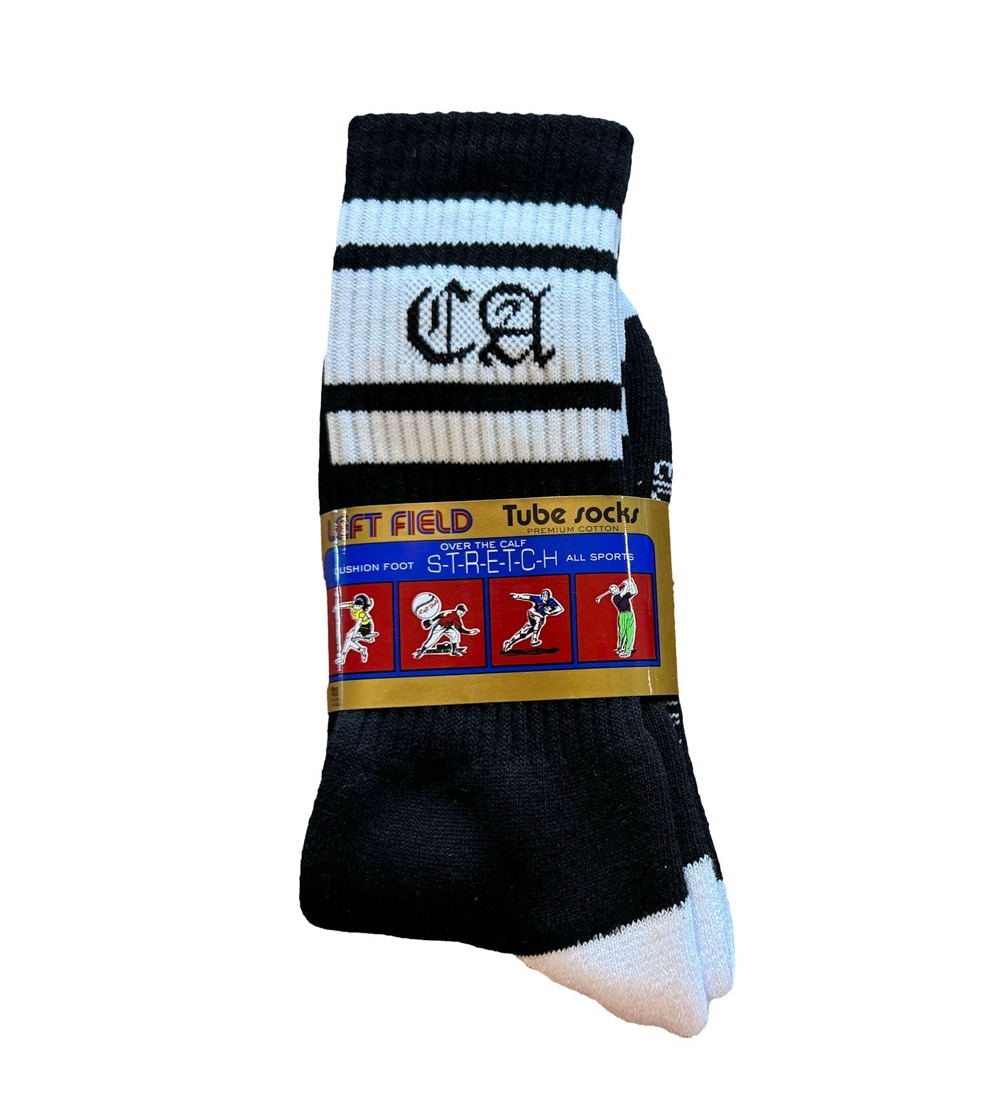 LA/CA Black and White Striped Bamboo Tube Socks