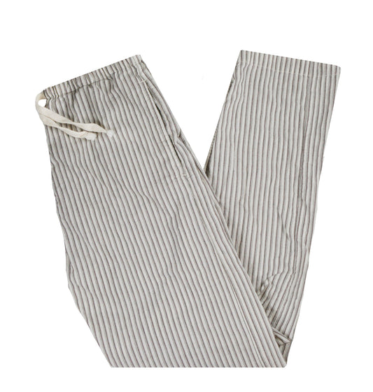 Japanese natural striped linen/cotton drawstring lounge pants