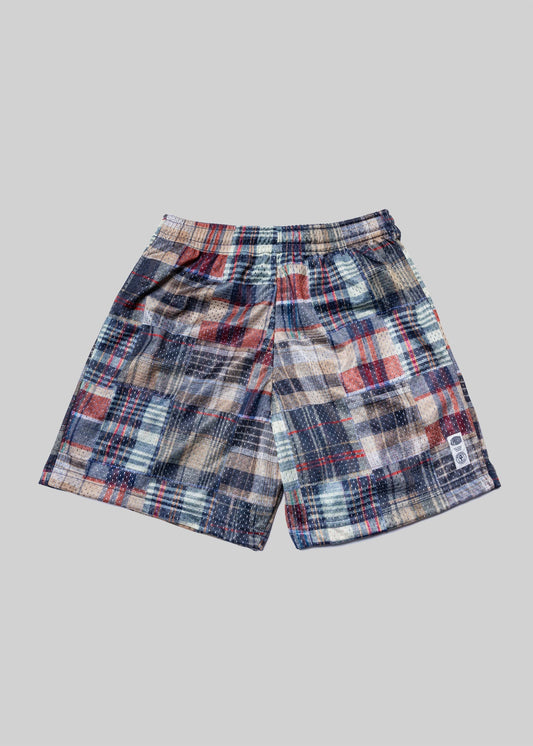 J. Press x American Trench Patchwork Madras Mesh Short