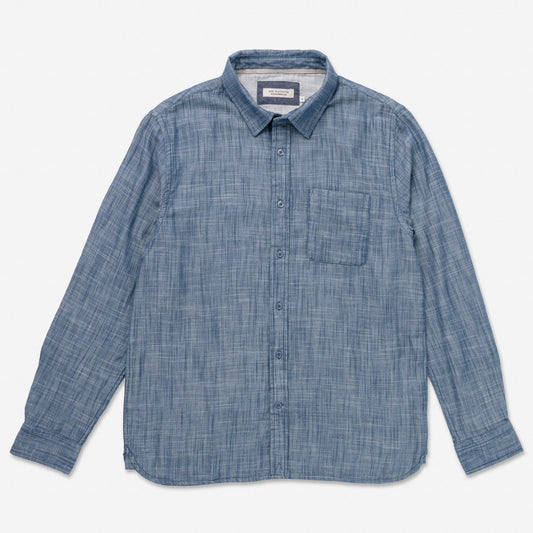 Double Gauze L/S Tailored Shirt | Indigo | Ace Rivington